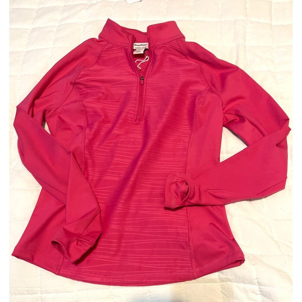 Tommy Bahama Womens Everyday Active UPF 50 Pink Quarter-Zip Long-Sleeve Moisture